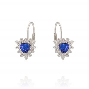Royal leverback earrings with heart stone – blue stone
