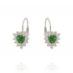 Royal leverback earrings with heart stone – green stone