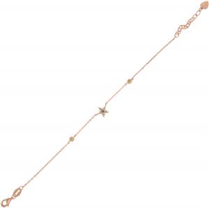 Yellow flower bracelet with cubic zirconia along the chain - rosé plated
