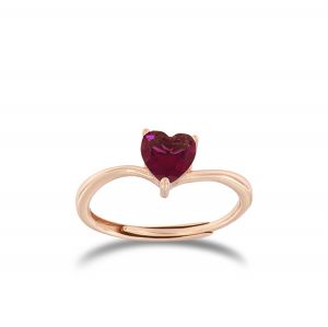 Ring with red heart-shaped cubic zirconia - rosé plated