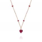 Necklace with red heart-shaped cubic zirconia - rosé plated