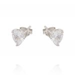 Earrings with white heart shaped cubic zirconia