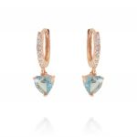 Hoop earrings with light blue heart cubic zirconia - rosé plated