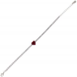 Tennis bracelet with red heart