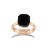 Ring with square black stone - rosé plated