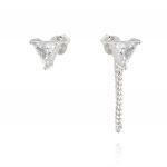 Earrings with triangle cubic zirconia and chain