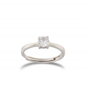 Open solitaire ring with cubic zirconia - 4 claw