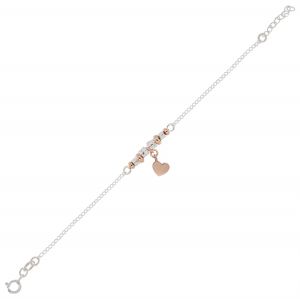 Bracciale con pepite, rondelle e cuore rosé