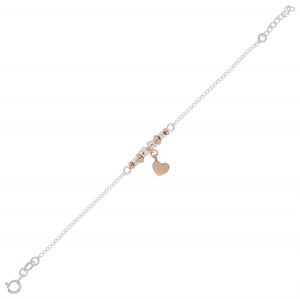Bracelet with nuggets, ringlets and rosé plated heart