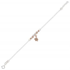 Bracciale con pepite, rondelle e quadrifoglio rosé
