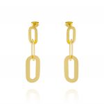 Earrings with three flat hanging ovals - gold plated