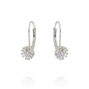 Flower shaped cubic zirconia earrings with lever back closure
