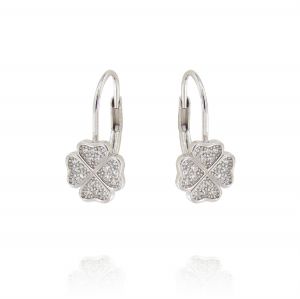 Cloverleaf earrings with cubic zirconia and lever back closure