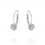 Lever back closure earrrings with cubic zirconia disc 