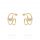 Double row hoop earrings with cubic zirconia heart - gold plated