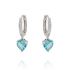 Hoop earrings with light blue heart cubic zirconia