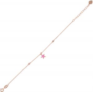 Bracelet with pink star-shaped cubic zirconia - rosé plated