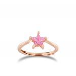 Ring with pink star-shaped cubic zirconia - rosé plated