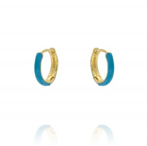 Light blue enamel hoop earrings - gold plated