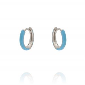 Light blue enamel hoop earrings