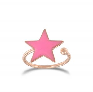 Anello a forma di stella con smalto rosa - placcato rosé