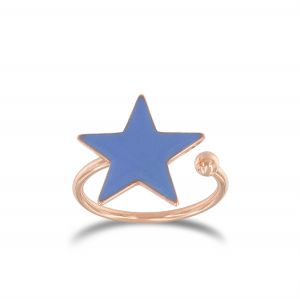 Star shaped ring purple enamel - rosé plated