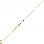 Bracelet with colored cubic zirconia along the chain and star at the middle - gold plated