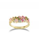 Ring with multicolor baguette cubic zirconia - gold plated