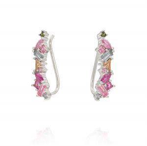 Earrings with multicolor cubic zirconia in different shape