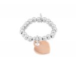 Elastic ring with small heart - rosé