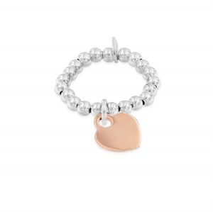 Elastic ring with small heart - rosé