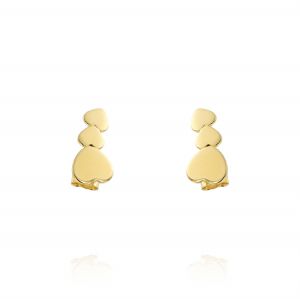 Earrings with three hearts - gold plated