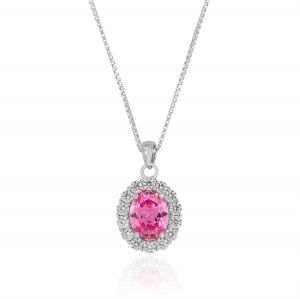 Royal necklace with pink oval stone