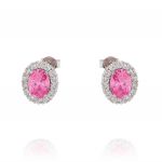 Royal earrings with pink oval stone