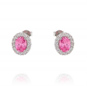 Royal earrings with pink oval stone