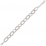 Bracelet with glossy ovals alternating by ovals with cubic zirconia
