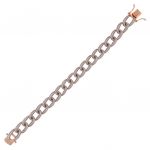Curb chain bracelet with white cubic zirconia - rosé plated