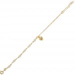 Bracciale catena margherita con perle e cuore pendente - placcato oro