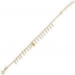 Bracelet with 18 hanging pearls and 1 heart in the middle - gold plated