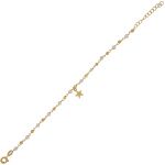 Bracciale con stella pendente e perle alternate a palline diamantate - placcato oro
