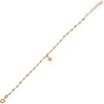 Bracelet with pearls alternating by diamond-cut balls and with hanging star - gold plated