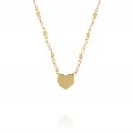 Necklace with pearls and balls along the chain and heart in the middle - gold plated