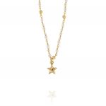 Necklace with pearls and balls along the chain and star in the centre - gold plated