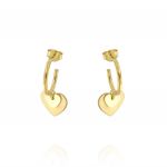 Hoop earrings with overlapping hearts - gold plated 