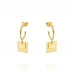 Hoop earrings with overlapping squares - gold plated 