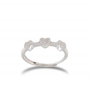 Ring with three hearts with cubic zirconia