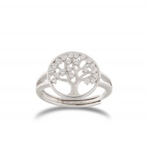 Tree of life ring with cubic zirconia
