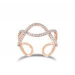 Ring with two twisted row with cubic zirconia - rosé plated