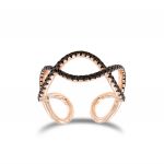 Ring with two twisted row with black cubic zirconia - rosé plated