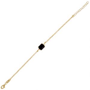 Bracelet with rectangular black cubic zirconia - gold plated